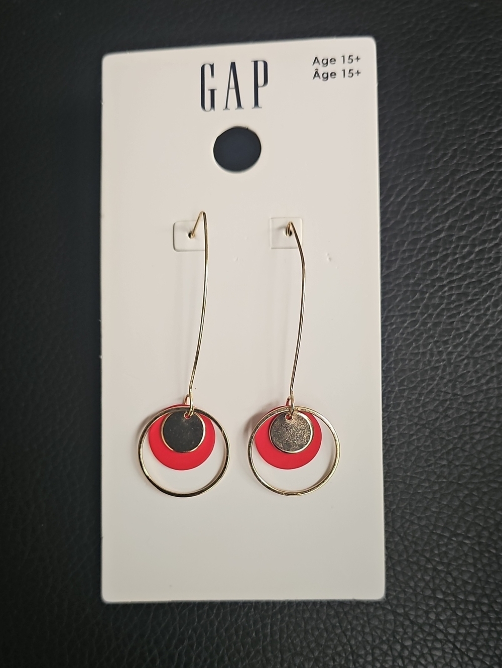 GAP Gold Drop Earrings with Red and White Discs